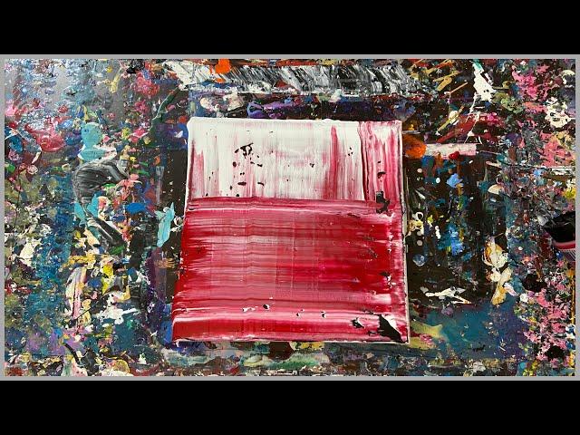 A Quick Scraped Abstract Painting / Gerhard Richter Inspired / Red White Black