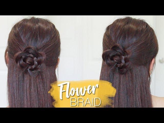 Flower Braid Half Updo Hairstyle | Hair Tutorial