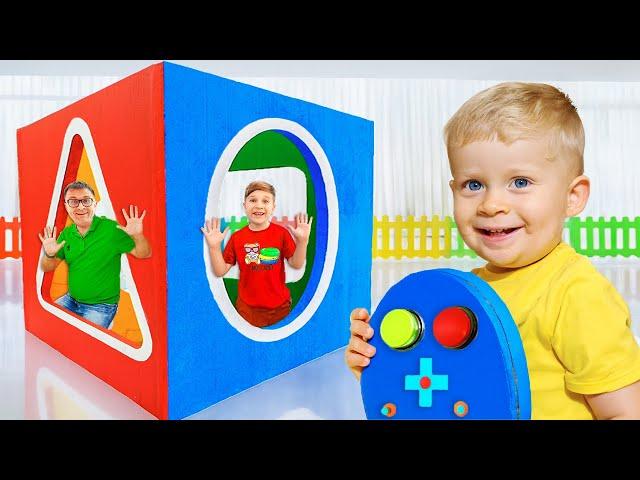 Oliver and Roma GIANT Sorter Cube Challenge | Shapes and Colors