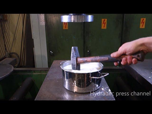 Crushing non-newtonian fluid with hydraulic press