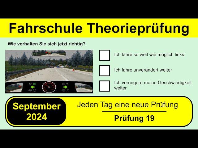  Führerschein Theorieprüfung Klasse B  September 2024 - Prüfung 19