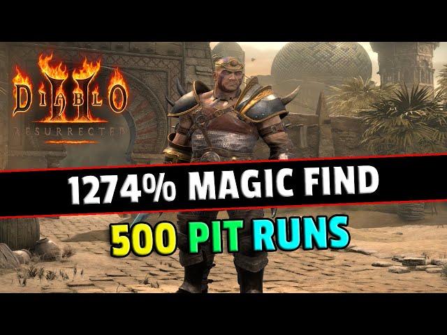 Barb with INSANE Magic Find, 1274% !! Hunting rarest items, 500 Pit runs - Diablo 2 resurrected