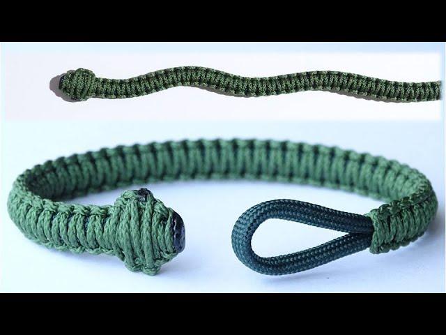 How to Make a Snake Head Closure / Cobra Knot Paracord Survival Bracelet - DIY - CBYS