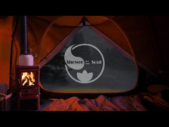 Sounds of a heavy snowstorm and the sound of a fireplace. Deep sleep in a cozy tent in winter. ASMR