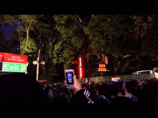 Crowd has some fun with Garda after Foo Fighters at Slane 2015