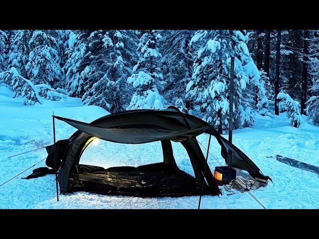 Hot Tent Winter Camping In A Windy Forest