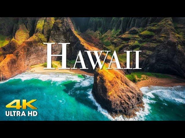 FLYING OVER HAWAII (4K UHD) Amazing Beautiful Nature Scenery with Relaxing Music | 4K VIDEO ULTRA HD