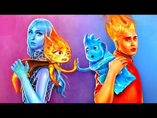 Эмбер и Уэйд из Элементарно Поменялись Элементами! Огонь vs Вода! Мама vs Папа!