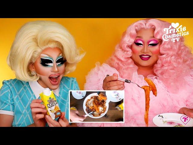 Mukbang with Kim Chi (Trixie tries Kim's favorite Korean dishes)