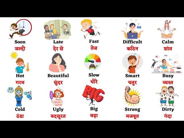 Common Words Meaning in English & Hindi | Common Words Pictures | Common Words Meaning For Kids