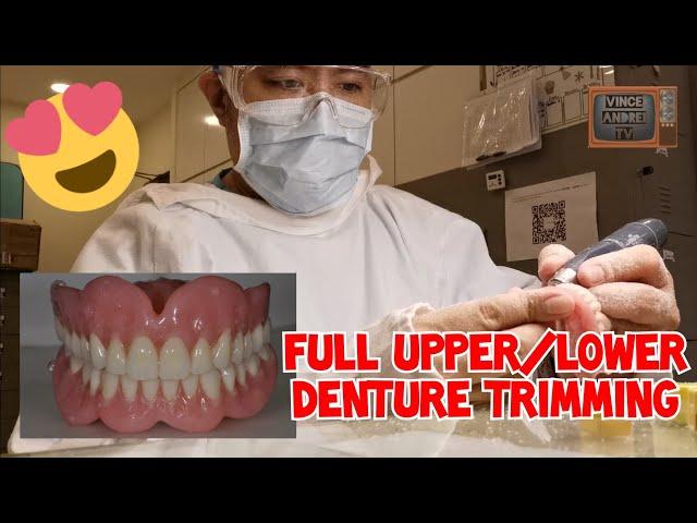 COMPLETE DENTURE TRIMMING | FULL UPPER AND LOWER DENTURES | THE DENTAL TECHNICIAN'S DIARY