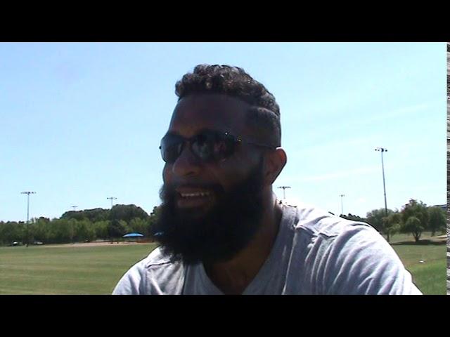 WR Coach Andrew-Hayes Stoker - post-practice #7 - 8/9/19