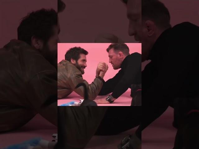 Conor McGregor and Jake Gyllenhaal arm wrestle with dogs playing around.  #shorts