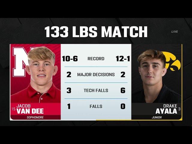133 LBs: Iowa's Drake Ayala vs. Nebraska's Jacob Van Dee | Big Ten Wrestling | 02/07/2025