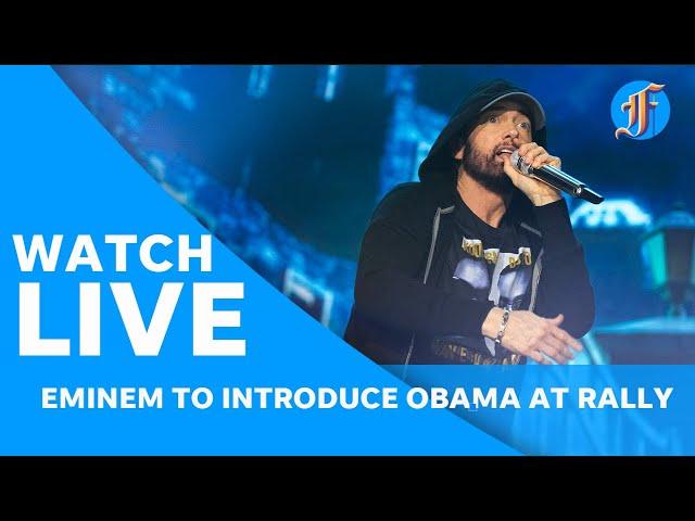 Live: Eminem expected to introduce Barack Obama at Kamala Harris rally in Detroit