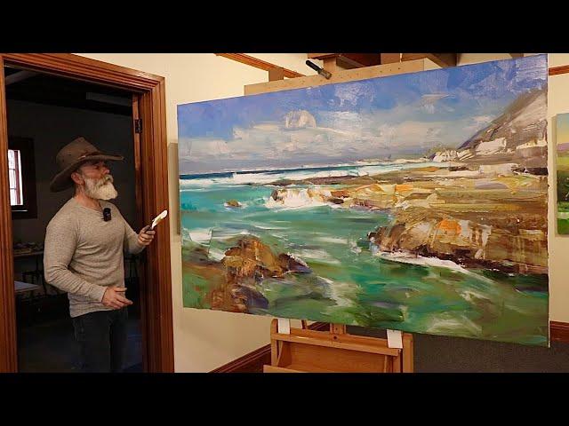 PAINTING a LARGE 44x66" Seascape - In Oil Paint - Of the South Coast of Kangaroo Island!