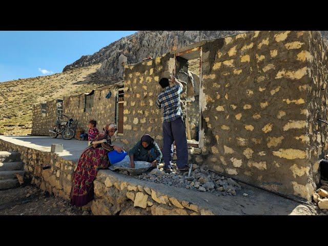 Construction in the mountains | Nomadic daily life and house reconstruction in the mountains of Iran