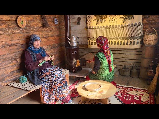 Village Life in Turkey. Traditional Village Food in Wooden Village House.