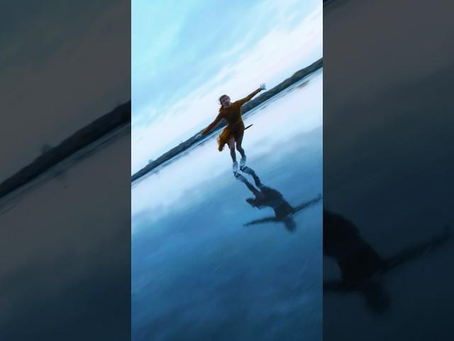 Ice Skating over a Frozen Lake  Drone chase