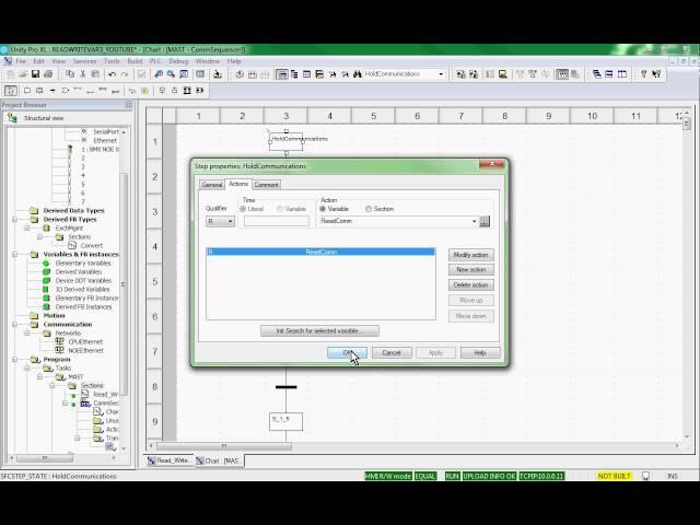 Unity Pro - Sequential Function Chart ( SFC ) for Read_Var Write_Var Sequencer