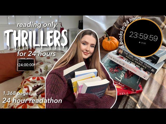 I read only THRILLER BOOKS for 24 HOURS STRAIGHT (24hr Readathon) ⏰ | Ella Rose Reads | ad