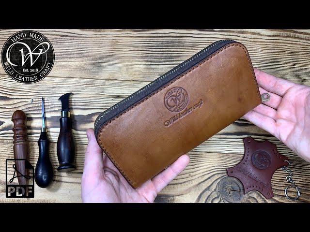 Zip wallet / Кошелек на молнии из кожи от #wildleathercraft. Free pattern PDF.