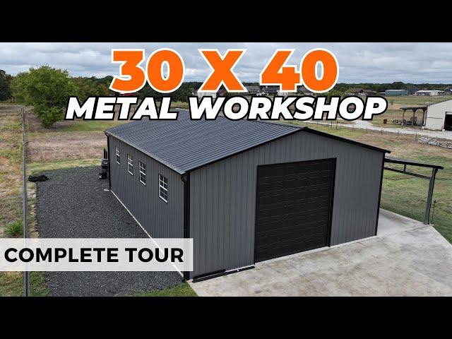 30x40 Metal Workshop Tour | Texas Metal Buildings with Porch | WolfSteel Buildings