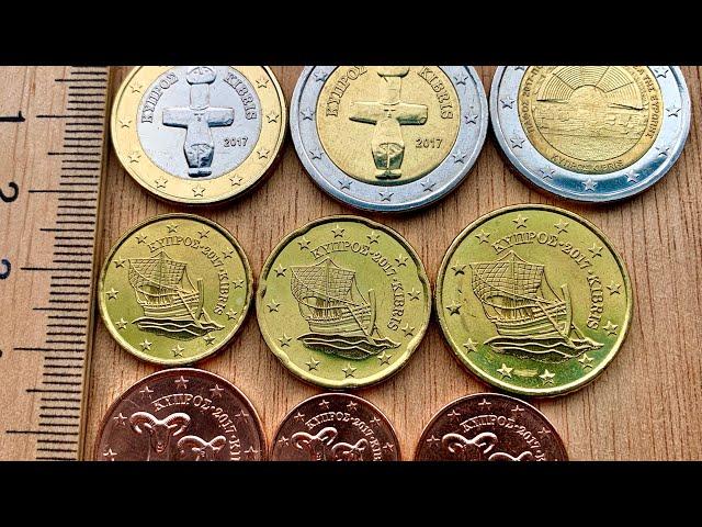 2 euro Cyprus 2017 Set 50 20 10 5 1 cent coins 100.000