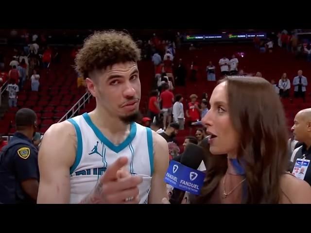 LaMelo Ball gives a shoutout to LaVar Ball before his interview  | NBA on ESPN