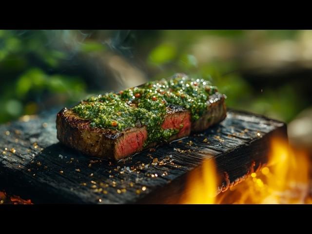  Ultimate Serbian Grill Steak & Chimichurri Sauce | Outdoor ASMR Cooking