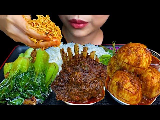 MUKBANG \\ SPICY MUTTON RIBS CURRY, FRIED TAIWAN MUSTARD, SPICY CHICKEN EGGS & WHITE RICE