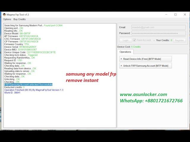 SAMSUNG FRP REMOVE INSTANT BY MAGMA TOOL ANY MODEL ANY COUNTRY SUPPORT