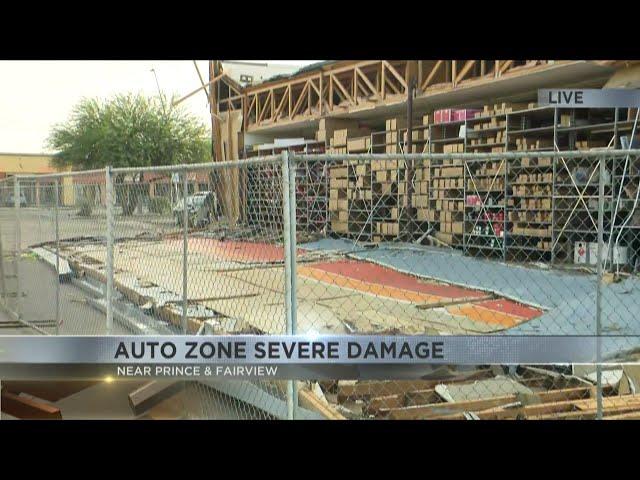 AutoZone wall torn down after Tucson storm