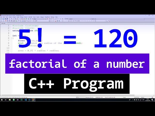 C++ Program to find the Factorial of a Number using For Loop