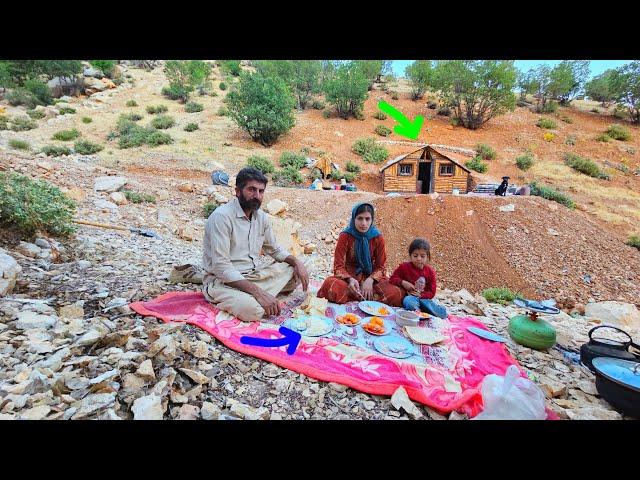 A day in the life of a nomadic mother; from building a shelter to a simple meal by the fire 