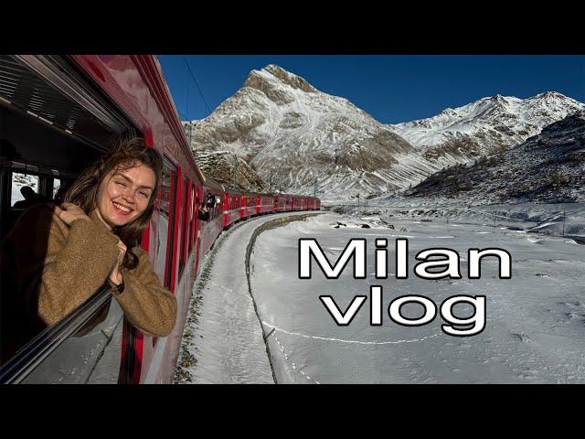 VLOG ST. MORITZ, SWITZERLAND ️ BERNINA EXPRESS TRAIN, SNOWY ALPS AND A UNIQUE LUNCH IN MILAN