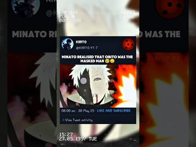 Minato Realised That obito was the masked man  #anime #narito #obito #sad #shorts