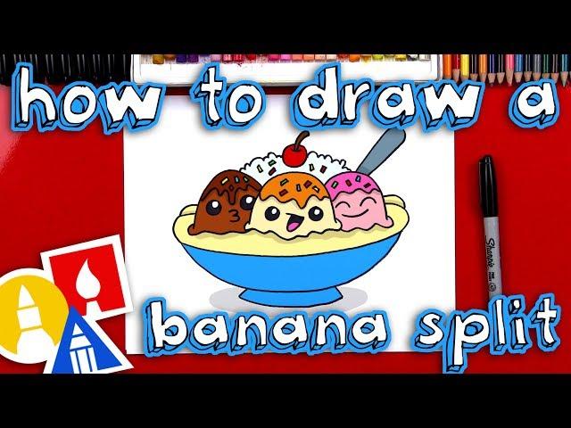 How To Draw A Banana Split Cartoon 