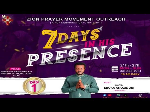 IN HIS PRESENCE PROGRAM DAY 1 || 21ST OCTOBER, 2024.