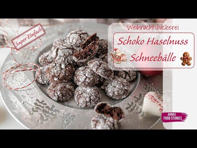 Weihnachtsplätzchen Rezepte - super einfache Schoko Haselnuss Schneebälle