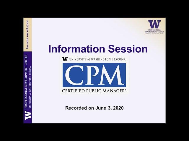 Certified Public Manager® Information Session | June 4, 2020