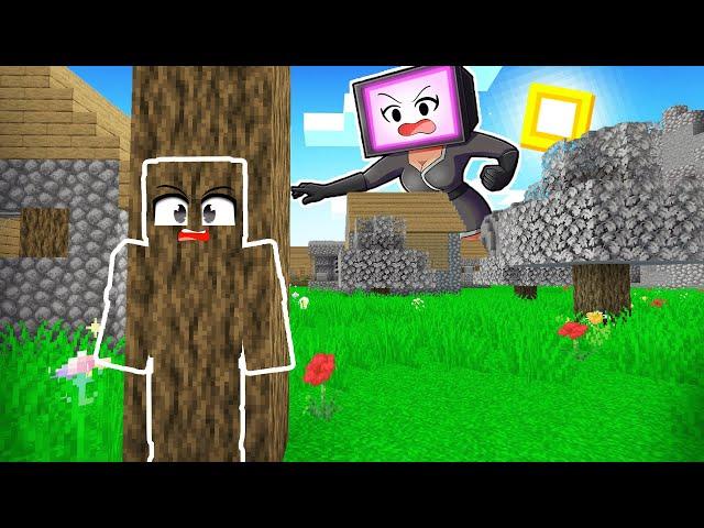 MINECRAFT BUT I’M HIDING FROM A HUGE TV WOOMAN!?!? RAY TV WOMAN MINECRAFT!