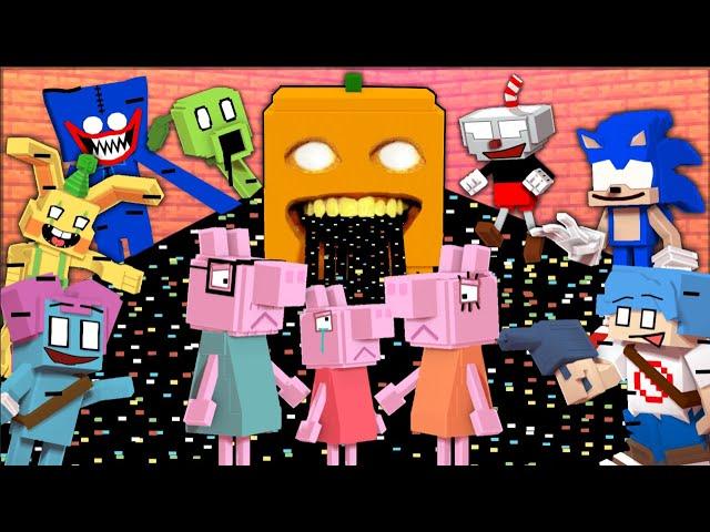 FNF Corrupted “SLICED” But Everyone Sings it | Corrupted Annoying Orange x FNF Minecraft Animation