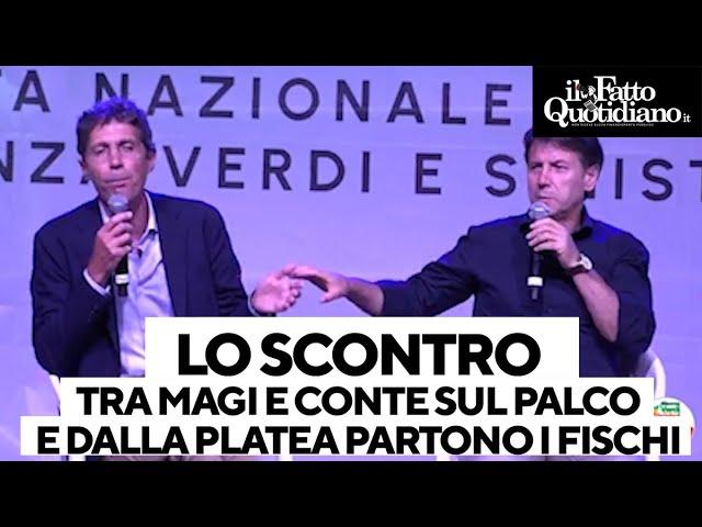 Lo scontro tra Conte e Magi sul palco di Avs. E la platea fischia il segretario di +Europa