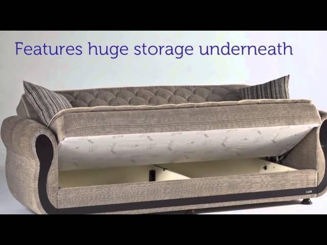 ARGOS Zilkade Three Seat Sofa Sleeper with Storage in Light Brown