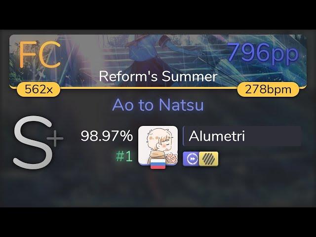 [8.69⭐] Alumetri | Mrs. GREEN APPLE - Ao to Natsu [Reform's Summer] +HDDT 98.97% {#1 796pp FC} -osu!