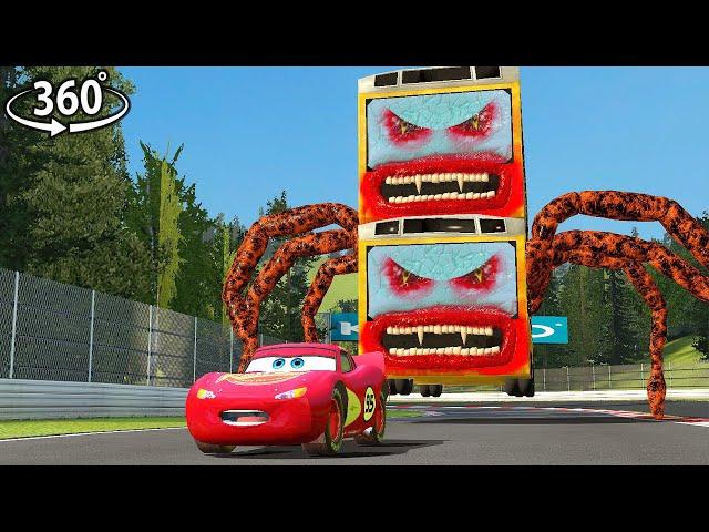  Big & Small Lightning McQueen & New Bus Eaters vs Pixar Car Eater Battle! (GMOD) | VR 360°