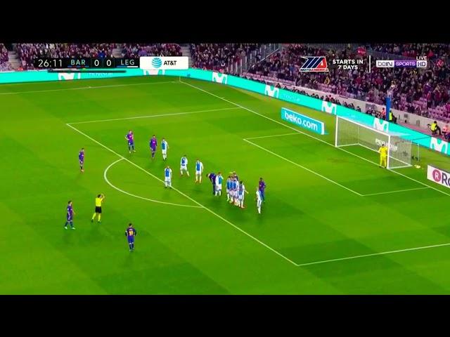 Lionel Messi Amazing Free Kick - Barcelona vs Leganés (La Liga 2017/2018)