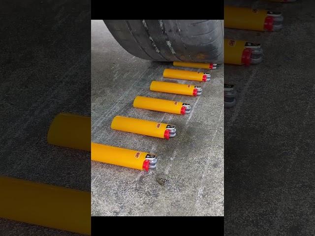 Crushing Crunchy & Soft Things by Car! EXPERIMENT Car vs lighters #shorts #asmr #asmrsound