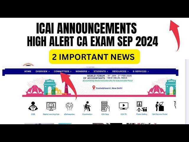 HIGH alert  | ICAI Official Announcement CA Exam September 2024 | For All